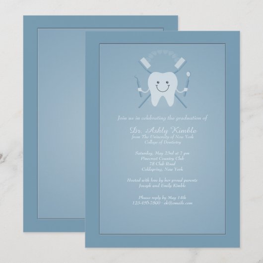 Dental Health Afstuderen Uitnodiging (Voorkant / Achterkant)