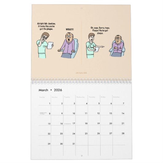 Dental Humor Cartoon Kalender (Mar 2026)