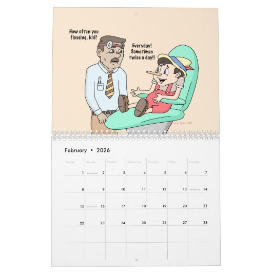 Dental Humor Cartoon Kalender (Feb 2026)