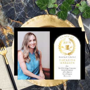 Dental Hygenist Foto Afstudeerder Anneli Gold Foil Folie Uitnodiging