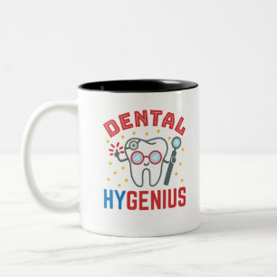 Dental Hygenius Hygienist RDH Funny Appreciation Tweekleurige Koffiemok