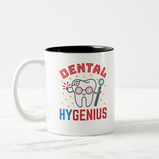 Dental Hygenius Hygienist RDH Funny Appreciation Tweekleurige Koffiemok (Links)