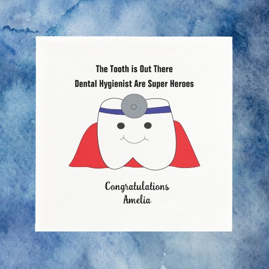 Dental Hygienist Afstuderen Super Hero Personalise Servet