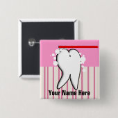 Dental Hygienist Big Tooth Name Badge Vierkante Button 5,1 Cm (Voorkant /achterkant)