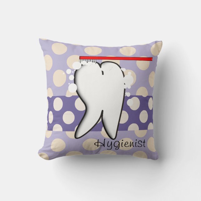 Dental Hygienist Big Tooth Pillow Kussen (Voorkant)