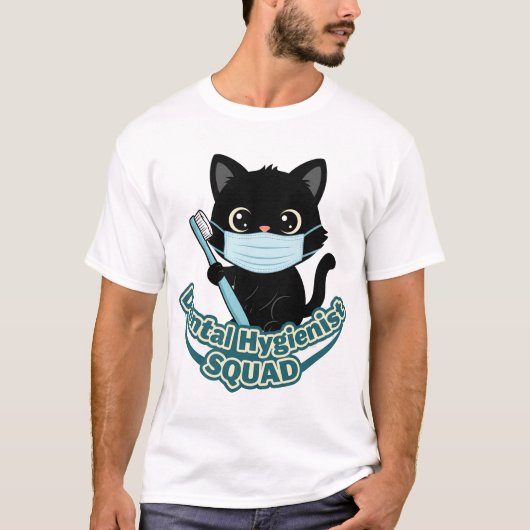 Dental Hygienist Black Cat T-Shirt (Voorkant)