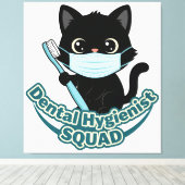 Dental Hygienist Black Cat Wall Art – Printable Of Canvas Afdruk (Insitu (Houten vloer))