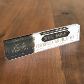 Dental 🦷 Hygienist Black, White & Gold Naambordje (Zijkant)