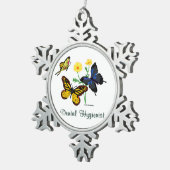 Dental Hygienist Butterflies Tin Sneeuwvlok Ornament (Rechts)