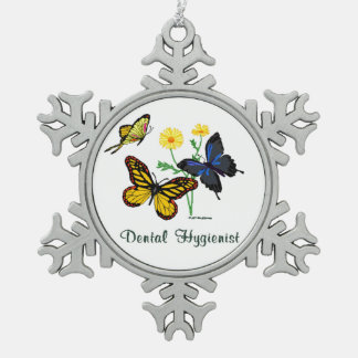 Dental Hygienist Butterflies Tin Sneeuwvlok Ornament
