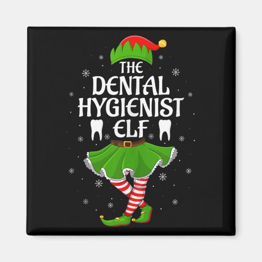 Dental Hygienist Elf Christmas Girls Women Elf Squ Magneet (Voorkant)