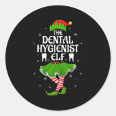 Dental Hygienist Elf Christmas Girls Women Elf Squ Ronde Sticker (Voorkant)