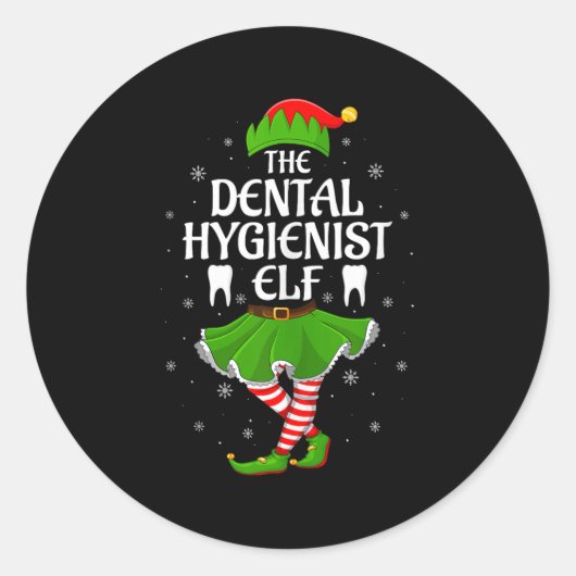 Dental Hygienist Elf Christmas Girls Women Elf Squ Ronde Sticker (Voorkant)
