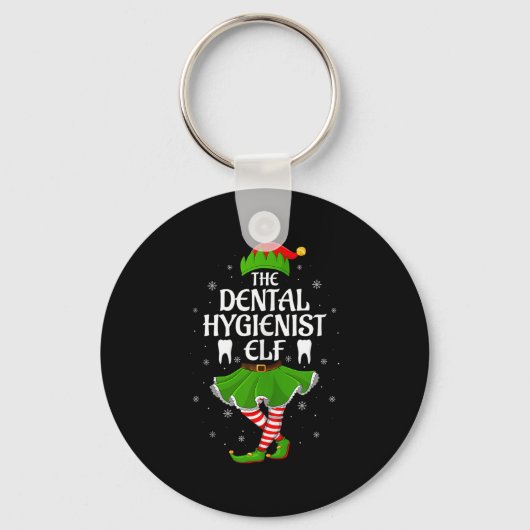 Dental Hygienist Elf Christmas Girls Women Elf Squ Sleutelhanger (Voorkant)