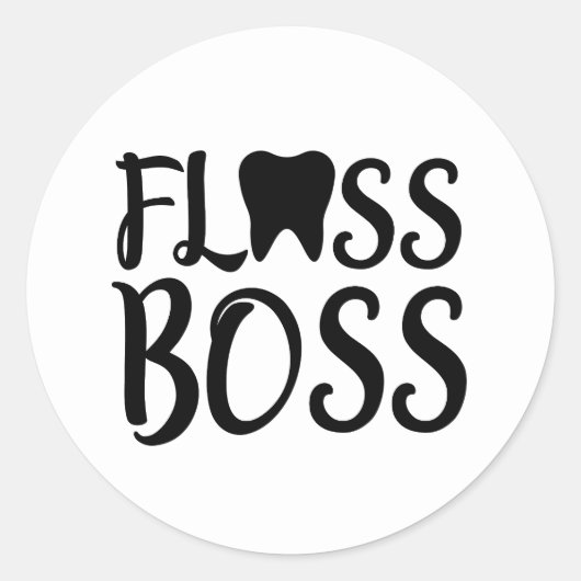 Dental Hygienist Floss Boss Ronde Sticker (Voorkant)