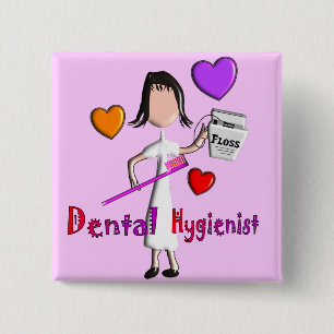Dental Hygienist geeft Schattig hartenontwerp Vierkante Button 5,1 Cm