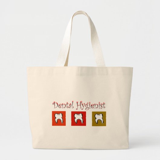 Dental Hygienist Gifts, 3 Teth Design Grote Tote Bag (Voorkant)
