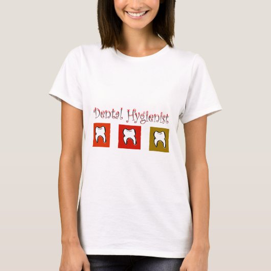 Dental Hygienist Gifts, 3 Teth Design T-shirt (Voorkant)