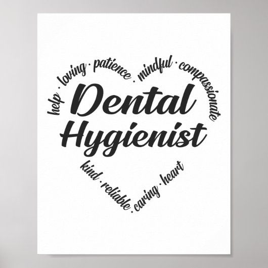 Dental Hygienist Heart Word Cloud Poster (Voorkant)