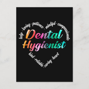 Dental Hygienist Heart Word Cloud Waterverf Feestdagenkaart