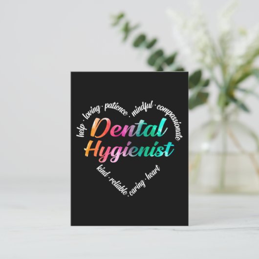 Dental Hygienist Heart Word Cloud Waterverf Feestdagenkaart (Staand voorkant)