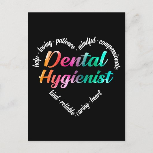 Dental Hygienist Heart Word Cloud Waterverf Feestdagenkaart (Voorkant)