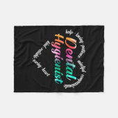 Dental Hygienist Heart Word Cloud Waterverf Fleece Deken (Voorkant (Horizontaal))