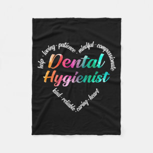 Dental Hygienist Heart Word Cloud Waterverf Fleece Deken
