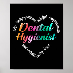 Dental Hygienist Heart Word Cloud Waterverf Poster