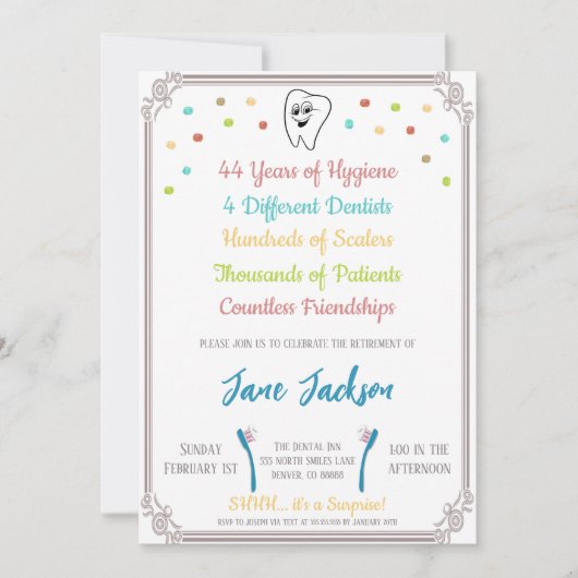 Dental Hygienist Pensioen Celebration uitnodiging (Voorkant)
