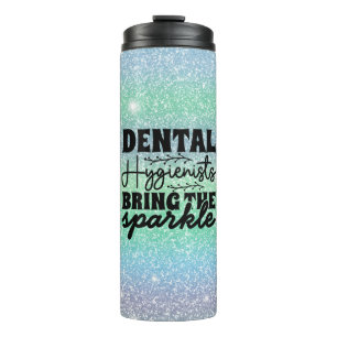 Dental Hygienist Sparkle Rainbow Glitter Green Thermosbeker