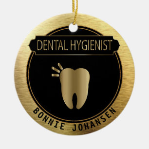 Dental 🦷 Hygienist - UpScale Black en Gold Keramisch Ornament