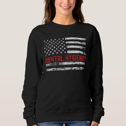 Dental Hygienist USA Flag Profession Retro Job Tit Trui (Voorkant)