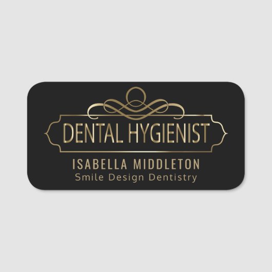 Dental Hygienist -  zwart en goud Naamplaatje (Voorkant)