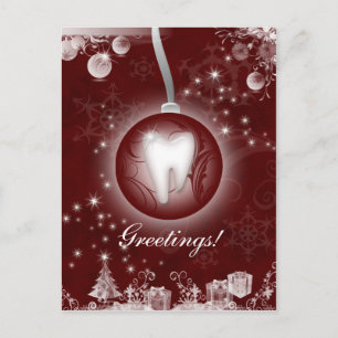 Dental Kerstmis Briefkaart Burgundy Red