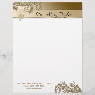 Dental Letterhead Molar Stationery Gold Leaves Persoonlijk Briefhoofd