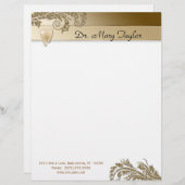 Dental Letterhead Molar Stationery Gold Leaves Persoonlijk Briefhoofd (Voorkant / Achterkant)