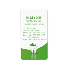 Dental Medical Mint Leaf Tooth - Adres Label