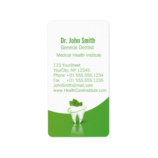 Dental Medical Mint Leaf Tooth - Adres Label (Voorkant)