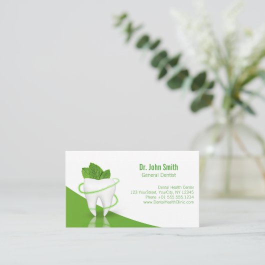 Dental Medical Mint Leaf Tooth - Benoeming Afsprakenkaartje (Staand voorkant)