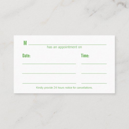 Dental Medical Mint Leaf Tooth - Benoeming Afsprakenkaartje (Achterkant)