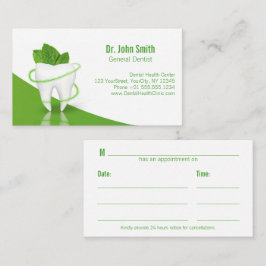 Dental Medical Mint Leaf Tooth - Benoeming Afsprakenkaartje