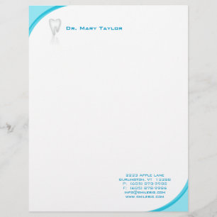 Dental Molar Stationery Turquoise Blue Curve Logo Custom Briefhoofd
