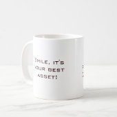 Dental Molar Tooth Logo Coffee Mok Beige Curve (Voorkant links)