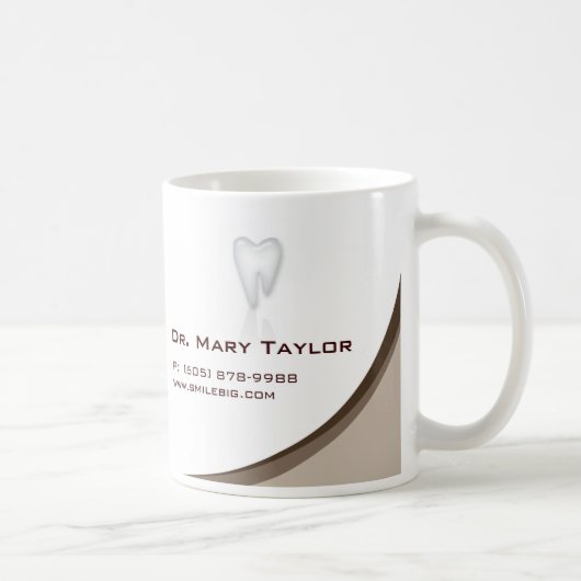 Dental Molar Tooth Logo Coffee Mok Beige Curve (Rechts)