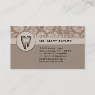 Dental Molar Visitekaartje Damask Beige strepen Afsprakenkaartje