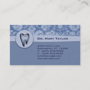 Dental Molar Visitekaartje Damask Blue 2 strepen Afsprakenkaartje