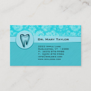 Dental Molar Visitekaartje Damask Blue stripes Afsprakenkaartje