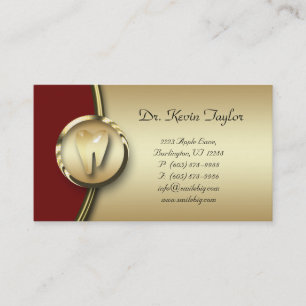Dental Molar Visitekaartje Gold Metal Red