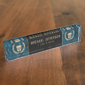 Dental Office - Blue Marble, Black & Gold Naambordje (Zijkant)